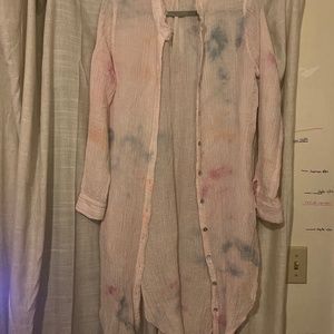 Free people XS tie dye gauzy duster